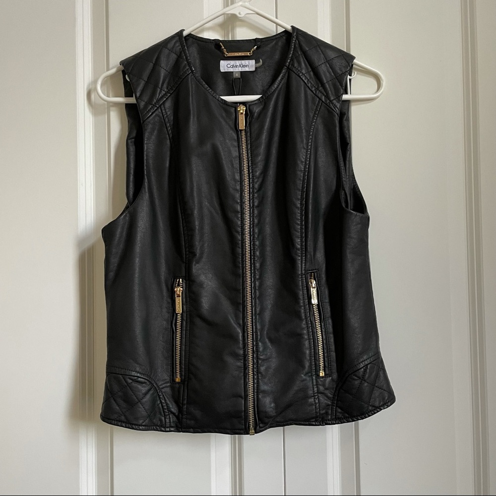 NWT Calvin Klein faux leather/pleather vest